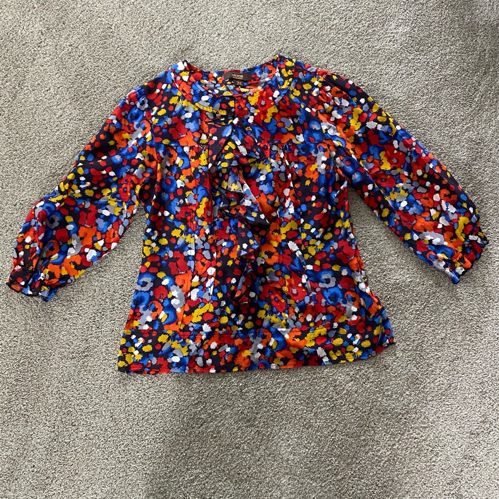 Multicolor Blouse with ruffle detail on front